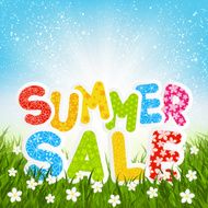 Sale message on green grass N3