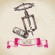 Wine vintage background Hand drawn sketch illustration N3