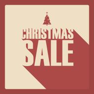 Christmas sale poster Creative typography with long shadow Xmas tree