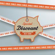Sale Sticker Lines Piggy Bank Price