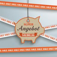 Sale Sticker Lines Piggy Bank Angebot Price