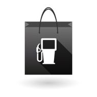 Black shopping bag icon with a gas starion