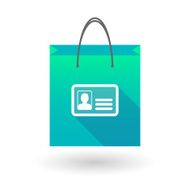 Blue shopping bag icon with an id card