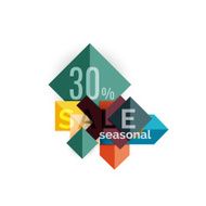 Sale geometric shapes banner with text
