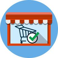 Shopping Cart with a Green Check Mark Online Store