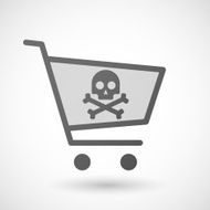 Shopping cart icon with a skull