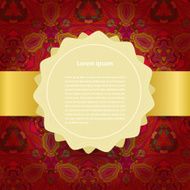 Golden label on a red abstract background Vector illustration N2