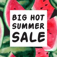 Big Hot Summer Sale Banner Vector watercolor illustration with