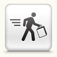 Square Button with Stick Figure Shopping N2