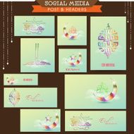 Social media headers or post for Eid festival celebration