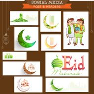 Eid Mubarak celebration social media ads or headers N4