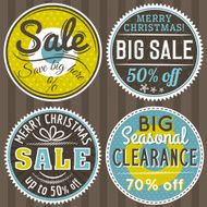 christmas round banners with sale offer vector