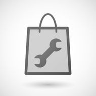 Shopping bag icon with a wrench