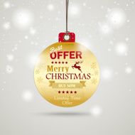 Golden Christmas Bauble Price Sticker Snow