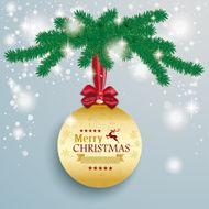 Golden Bauble Snow Lights Fir Branch PiAd N2