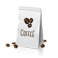 Blank vector realistic paper packaging coffee bag with beans Isolated