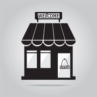 Shop building with welcome sign illustration N2