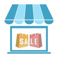 Shop building with shopping bag icon illustration N2