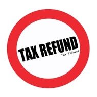 TAX REFUND black stamp text on white