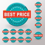 Warranty guarantee flat labels set with ribbon