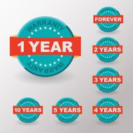 Warranty guarantee flat labels set with ribbon Flat design Vec