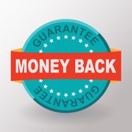 Money back flat label with ribbon Flat design