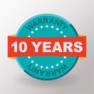 10 years warranty label with ribbon Flat design N2