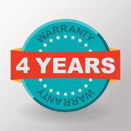4 years warranty label with ribbon Flat design N2