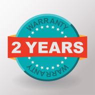 2 years warranty label with ribbon Flat design N2