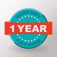 1 year warranty label with ribbon Flat design