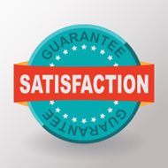 Satisfaction guarantee flat label with ribbon Flat design