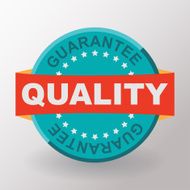 Quality guarantee flat label with ribbon Flat design