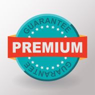 Premium guarantee flat label with ribbon Flat design