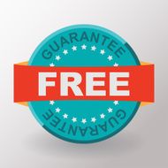 Free guarantee flat label with ribbon Flat design