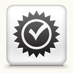 White Square Button with Check Mark Icon N2