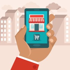Vector e-commerce concept in flat style icon on it