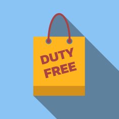 Duty-free bag colored flat icon