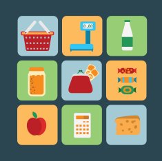 Big set of food products Vector