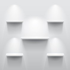 Shelves with shadow in empty white room