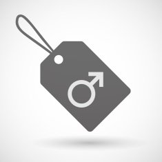 Shopping label icon with a male sign N2