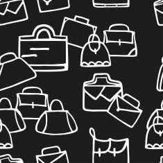 Hand-drawn colorful woman bags black and white N2