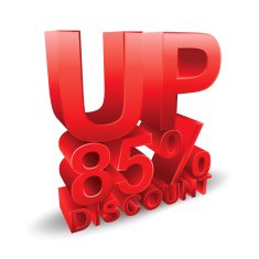 85 percent discount on white background N2