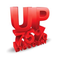 75 percent discount on white background N2