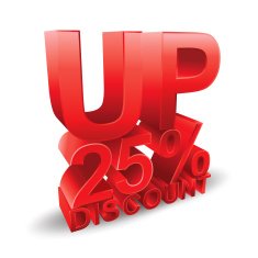 25 percent discount on white background N2