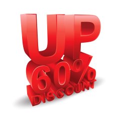 60 percent discount on white background N2