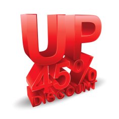 45 percent discount on white background N2