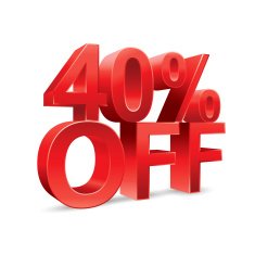 40 percent off Promotional discount on white background N2