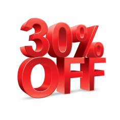 30 percent off Promotional discount on white background N2