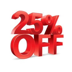25 percent off Promotional discount on white background N2