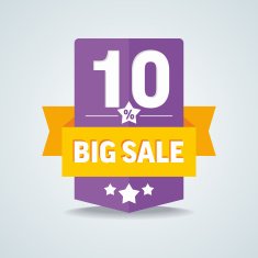 Big sale 10 percent badge with yellow ribbon Vector illustration N2